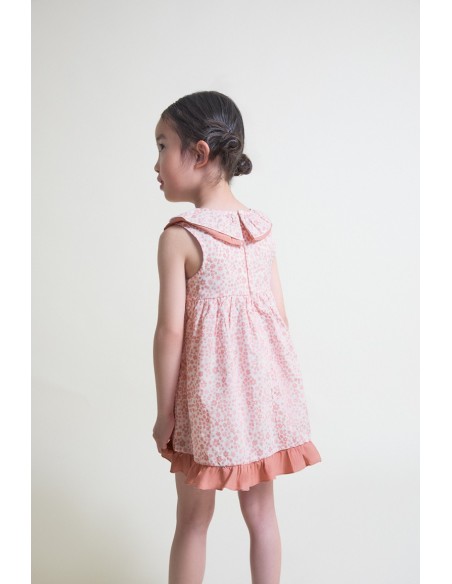 Street Monkey vestido niña flores rosa nude