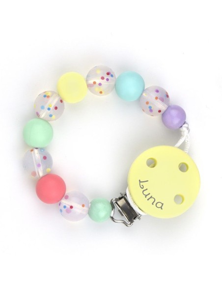 Cadenita Silicona Confeti Soft con nombre en el CLIP