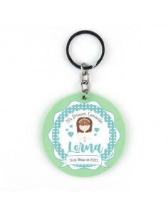 Llavero Metacrilato Comunión Menta personalizado Niña