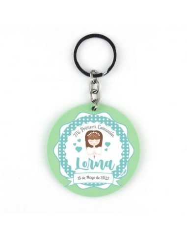 Llavero Metacrilato Comunión Menta personalizado Niña