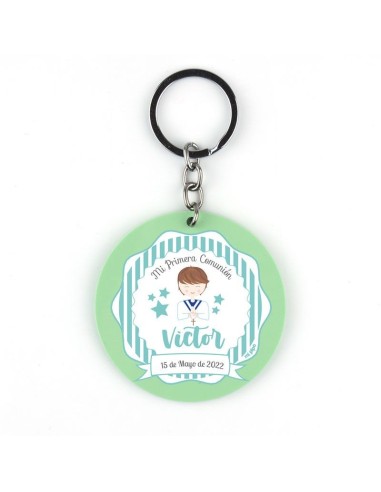 Llavero Metacrilato Comunión Menta personalizado Niño