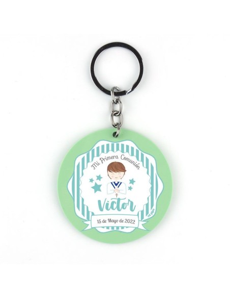 Llavero Metacrilato Comunión Menta personalizado Niño