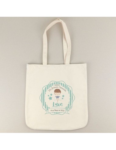 Bolso Algodón Comunión Menta Niño personalizada