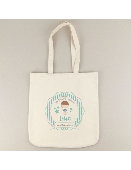 Bolso Algodón Comunión Menta Niño personalizada