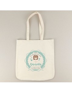 Bolso Algodón Comunión Menta Niña personalizada