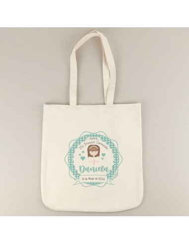Bolso Algodón Comunión Menta Niña personalizada