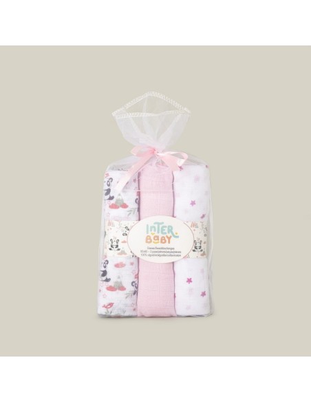 Pack de gasas panda rosas