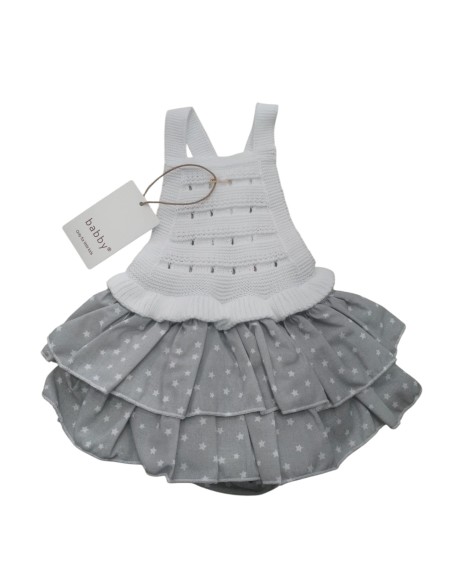 vestido de bebe niña en hilo con volantes