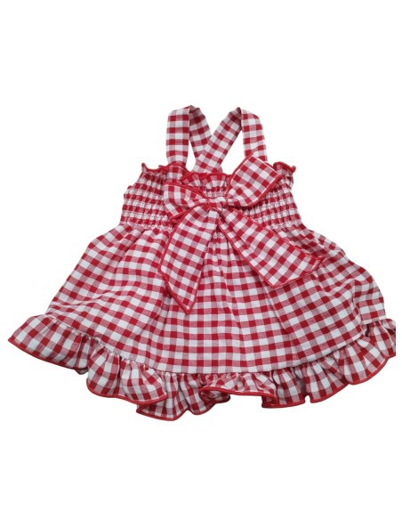 Anacastel  vestido de bebe niña vichi rojo.