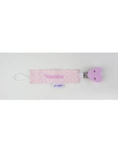 Broche Pinza Madera Textil Topitos Corazón Rosa Personalizado
