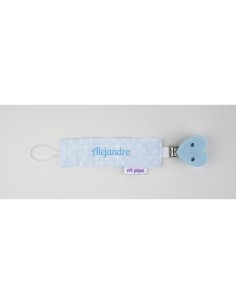 Broche Pinza Madera Textil Topitos Corazón Azul Personalizado