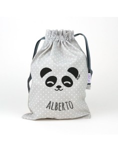 Saquito Panda Gris personalizado