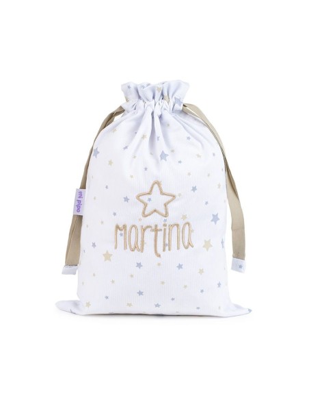 Saquito Estrellas Beige Personalizado Bordado