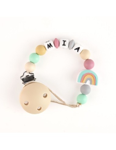 Cadenita de silicona Personalizada Arcoíris Beige