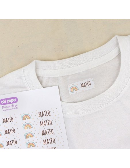 Pack 52 etiquetas termoadhesivas personalizadas para ropa solo Nombre