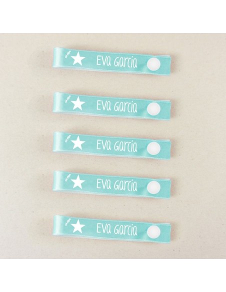 Pack 5 cintas para colgar ropa personalizadas Estrella Menta