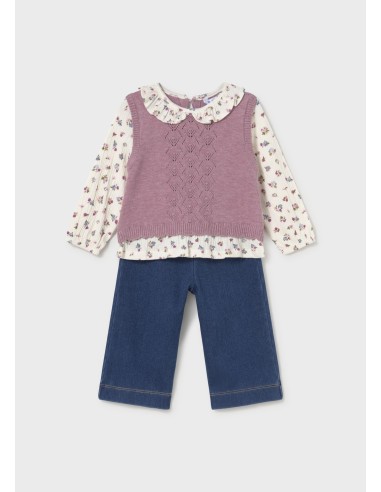 Conjunto pantalón y blusa con chaleco bebé