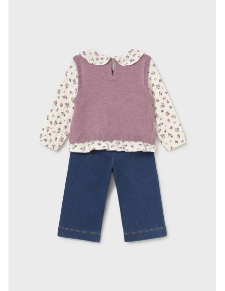 Conjunto pantalón y blusa con chaleco bebé