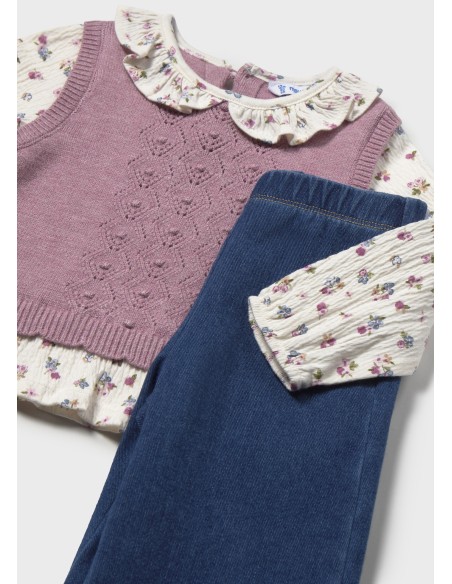 Conjunto pantalón y blusa con chaleco bebé