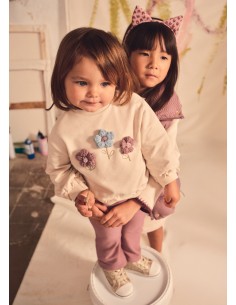 Conjunto sudadera flores relieve Mayoral