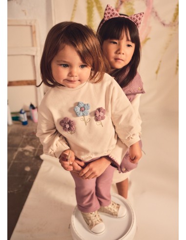 Conjunto sudadera flores relieve Mayoral