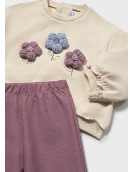 Conjunto sudadera flores relieve Mayoral