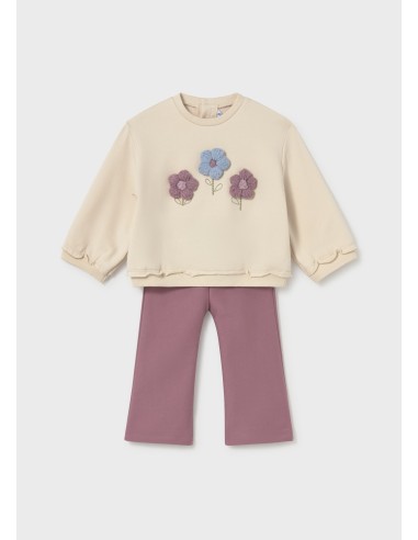 Conjunto sudadera flores relieve Mayoral