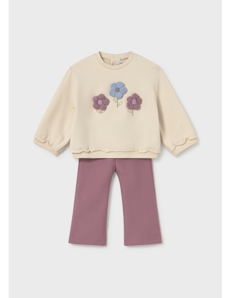 Conjunto sudadera flores relieve Mayoral